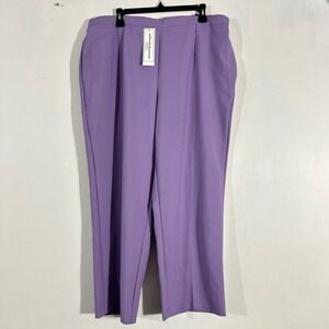 Alfred Dunner Classic Fit Pants Woman 18W Purple New Traditional Comfort Waist